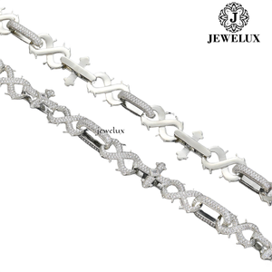 Premium Moissanite <b>Statement</b> <b>Necklace</b> 925 Silver Rhodium Plated Cross Link Chain Hip Hop Unisex Jewelry Indian Supplier - Product Image 3