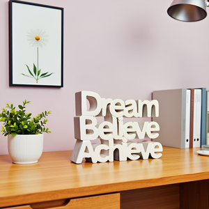 Objet décoratif de table esthétique et motivant « Dream Achieve Believe » pour la maison, le bureau ou la terrasse - Product Image 3