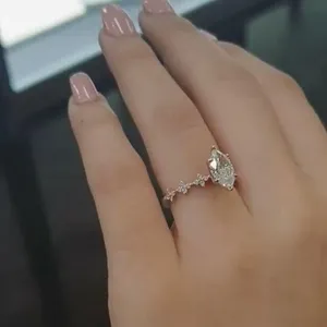 Moissanite Engagement <b>Ring</b> <b>925</b> <b>Silver</b> Lightweight Elegant Women Jewelry - Product Image 6