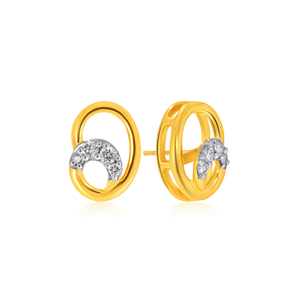 Pendientes de Diamantes Minimalistas con Corte Brillante Redondo en Oro Amarillo para Uso Diario de Mujer, Diseño Curvo y Elegante - Product Image 2
