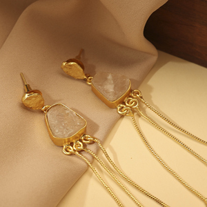 Boucles d'oreilles pendantes en alliage plaqué or avec motif circulaire, bijoux de style classique - Product Image 2