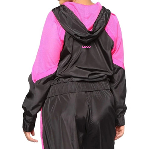 Custom Multi Color Contrast Panel Breathable <b>Women</b> Windbreaker Sets Winter Nylon Reflective Piping Shell <b>Jacket</b> Pants Tracksuit - Product Image 3