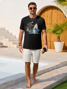 เสื้อยืดแขนสั้นพิมพ์ลายต้นปาล์มสำหรับผู้ชาย เสื้อผ้าลำลองชายหาด ผู้ผลิต OEM - Product Image 3