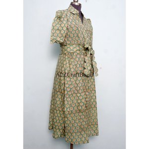 Robe décontractée moderne en coton pour femme, tunique confortable en coton, robe mi-longue à imprimé floral, toucher doux, robe décontractée pour l'été - Product Image 5