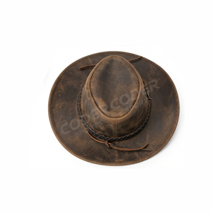 2026 Hot Seller Vintage Leather Cowboy Cap Outdoor Travel Fishing Adventure Headwear Premium Quality Private Label <b>Western</b> <b>Hats</b> - Product Image 4