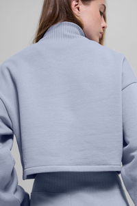 Sweat-shirt court en coton à manches longues pour femme, imprimé, décontracté, à épaules tombantes, tendance - Product Image 3