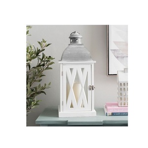 Handcrafted Wooden Candle Lantern for Farmhouse Interior Decor <b>Fireplace</b> <b>Mantel</b> Wedding Decorations Holiday Styling Noble India - Product Image 1