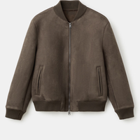 Blouson bomber en polaire pour homme, fermeture éclair, col montant, style décontracté, couleur unie, coupe classique, logo avant, service OEM disponible