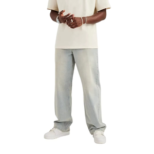 Latest Design Custom Label <b>Mens</b> Cowboy Denim <b>Jeans</b> Classic Western Style Straight-leg Regular Fit Heavyweight Durable Light <b>Work</b> - Product Image 6