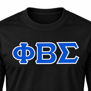Phi Beta Sigma <b>Black</b> <b>Long</b> <b>Sleeve</b> <b>T</b> <b>Shirt</b> with Blue White Greek Letter Chest Print O Neck Ribbed Cuffs Unisex Fraternity Apparel - Product Image 5
