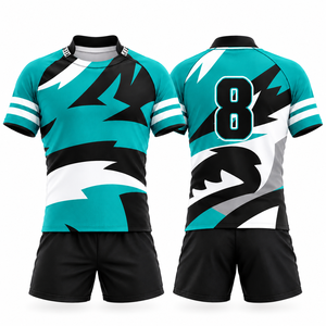 Customized Men Sublimation Rugby <b>Shirts</b> Shorts Set Custom Team Name Printed Quick Dry Breathable 100% Polyester Sportswear - Product Image 5