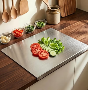Planche à découper sur mesure en acier inoxydable hygiénique pour cuisine, antibactérienne, réutilisable, facile à nettoyer - Product Image 4