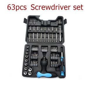 63pcs Small Multifunctional Straight Cross Plum Blossom Six Purpose Ratchet Household Screwdriver Set Combination Variety for - Product Image 4