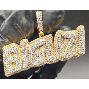 Pendentif Lettre BIGUZI en Moissanite Diamant, Collier Hip Hop Iced Out, Chaîne Bling, Bijou de Luxe Tendance, Cadeau - Product Image 1