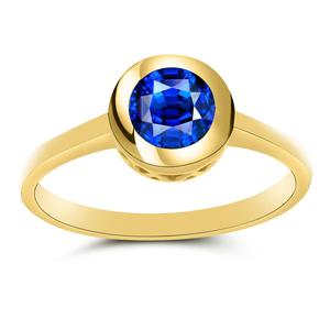 แหวนหมั้นพลอยไพลินสีน้ำเงินธรรมชาติทรงกลมเม็ดเดี่ยวหรูหรา แหวนทองคำแท้ 14K ประดับพลอยแบบคลัสเตอร์ - Product Image 2