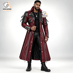 Veste matelassée longue en coton pour homme Hema, col montant, fermeture éclair, imperméable, respirante, coupe-vent, hiver, noir, rouge, écologique - Product Image 1