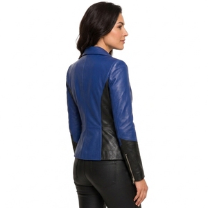 Custom Ladies Faded Black Genuine <b>Sheepskin</b> Leather <b>Jackets</b> With Big Fur Collar breathable Thick Winter leather <b>jacket</b> 2026 - Product Image 6