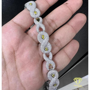 Sparkling <b>Infinity</b> Symbol Moissanite <b>Bracelet</b> With Yellow Stones And Hip Hop Bling Jewelry for men & women - Product Image 5