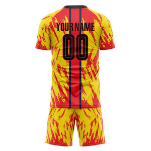 New Season Custom <b>Red</b> & Yellow All Over Sublimation Print Soccer Uniform Quick Dry Jersey Personalized Name Number for Club Team - Product Image 4