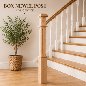 Traditional Solid Wood Newel Box with <b>Fluted</b> Detail 4090F Hard Maple Stair Parts for Indoor/Outdoor Staircase - Product Image 1
