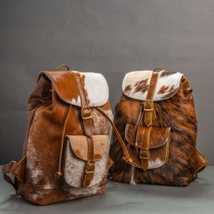 New Genuine Cow Hide <b>Leather</b> <b>Backpack</b> Insulated Bohemian Rock Style Fur Shoulder Laptop Bag Women Autumn Portable Water - Product Image 6
