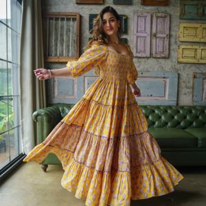 Vestido largo bohemio de manga tres cuartos con estampado Floral para mujer, Vestido largo con cuello cuadrado - Product Image 2