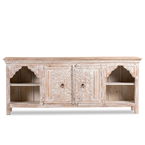 Elegant Monroe Solid Wood Sheesham <b>TV</b> <b>Unit</b> Extendable Handmade Media Console Modern <b>Rustic</b> Indian Living Room Furniture - Product Image 2