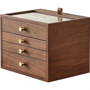 Boîte à bijoux en cuir noir personnalisée avec gravure |   Stockage en gros - Product Image 5