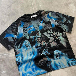 Camiseta de manga corta vintage al por mayor con estampado gráfico y doble capa en las mangas para verano - Product Image 5