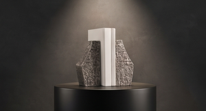 Serre-livres texturés en métal argenté, design moulé, pour la décoration de la maison et du bureau, vente en gros - Product Image 3