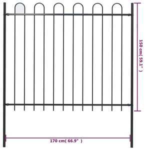 Clôture de jardin noire 71,3''x59,1'' avec sommet en arche, treillis et portails en acier - Product Image 5