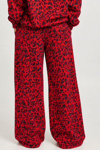 Pantalones Anchos con Estampado de Leopardo Rojo para Mujer, Cintura Alta, Corte Holgado, Casuales, a la Moda, Ropa Urbana para Mujer - Product Image 2