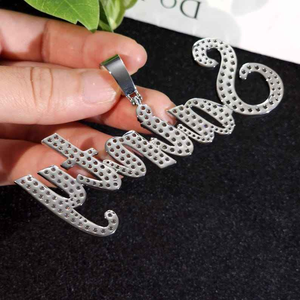 Colgante de Moissanita de Lujo Personalizado con Nombre, Plata de Ley 925, Letra Personalizada, Collar con Dije, Joyería Hip Hop, Diseño de Regalo - Product Image 2