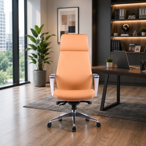 Silla Ejecutiva Giratoria KINSHA Contemporánea con Respaldo Alto, Función de Inclinación, Altura Ajustable, Muebles Comerciales de PU - Product Image 1