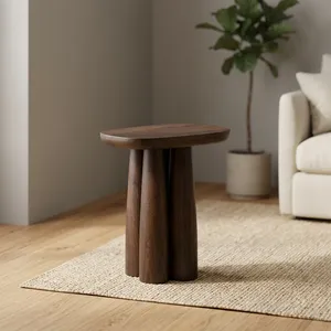 Mesa Auxiliar Moderna de Madera Maciza con Base Escultural de Tres Patas, Mesa Auxiliar Redonda Hecha a Mano para Sala de Estar o Dormitorio - Product Image 2