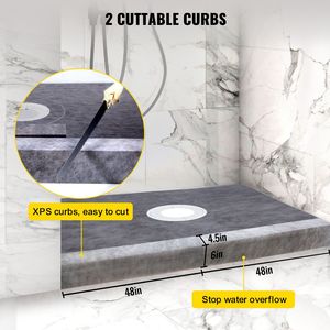 Kit per Doccia Impermeabile 48x72 Pollici con Flangia Centrale in PVC da 4 Pollici e Griglia in Acciaio Inox da 4 Pollici con 2 Tagli per Membrana Impermeabile - Product Image 2