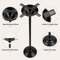 Cendrier de bureau moderne en métal noir, bol rond détachable, base stable coupe-vent, support à cigares d'extérieur