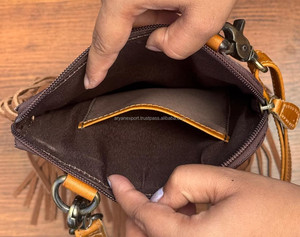 Women Western Floral Hand Tooled Leather Hair-On Cowhide Fringe Crossbody <b>Handbag</b> Genuine Leather Concealed Carry Messenger Bag - Product Image 6