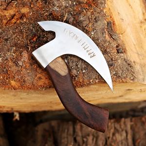 Cuchillo para Pizza Industrial Forjado a Mano, Estilo Vikingo, con Mango de Madera, Acero al Carbono, 9 Filos de Corte, Funda de Cuero, Personalizado OEM - Product Image 3