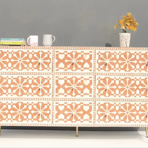 ILAHI's Bone Inlay <b>Drawer</b> Modern Design Agate Detailing <b>Storage</b> Portable Home Furniture - Product Image 1