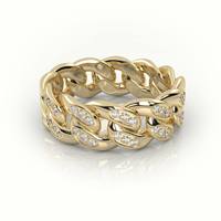 Bague en or jaune avec diamant de laboratoire taille brillant, style cubain, plaqué or, luxe, certifiée IGI, style hip-hop, unisexe, pour usage quotidien