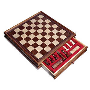 Jeu d'échecs en bois artisanal de luxe en gros avec boîte de rangement intégrée et tiroirs – Coffret cadeau haut de gamme - Product Image 1