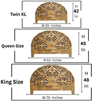 Tête de lit en bois sculpté à la main, taille Queen, finition dorée, style balinais, en bois d'ingénierie, décoration murale suspendue, Smart Art