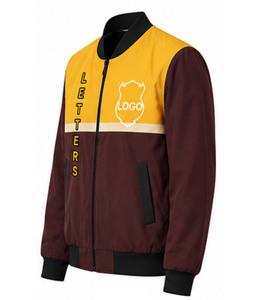 Zeta Phi Beta Bomber Jacket Yellow Brown Full Sleeve <b>Zipper</b> Closure Sport Style Breathable Lightweight Cotton Shell Autumn - Product Image 2