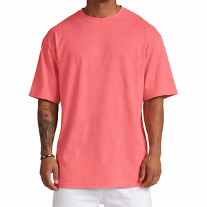 Oversized Drop Shoulder 100% Cotton Custom High Quality Printing Street Wear T-shirt for Men <b>Blank</b> Heavy <b>Weight</b> Knitted Solid - Product Image 1