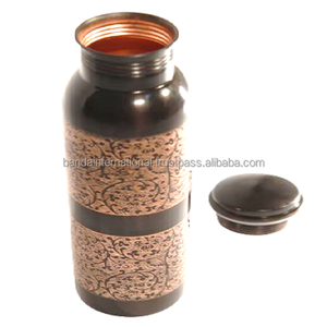 Botella de Cobre con Grabado, Acabado Pulido, Hecha a Mano en India, Beneficios para la Salud, Botella de Agua Potable de Cobre Puro - Product Image 6
