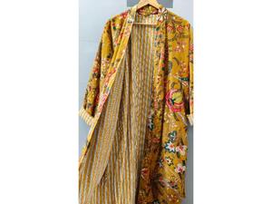 Peignoir Kimono en Velours de Coton Indien en Gros, Robes Imprimées Animaux Colorées Style Kantha, Vêtements de Nuit Faits Main, Robe Longue Maxi - Product Image 1