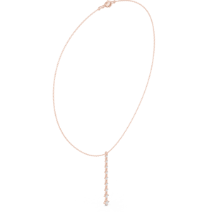 Rose Gold Lab Grown Diamond Vertical Bar Drop Pendant <b>Necklace</b> for Women | Minimalist Round Diamond Chain Jewelry Gift - Product Image 4