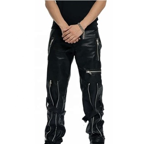 Pantalones de moto casuales para hombre, negros, de cuero sintético, transpirables, ligeros, de cintura media, corte recto, con múltiples bolsillos y cierre de cremallera, para invierno. - Product Image 6
