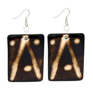 <b>Black</b> Rectangle Acrylic <b>Dangle</b> <b>Earrings</b> Gold Line Drop Ear Jewelry for Women - Product Image 3